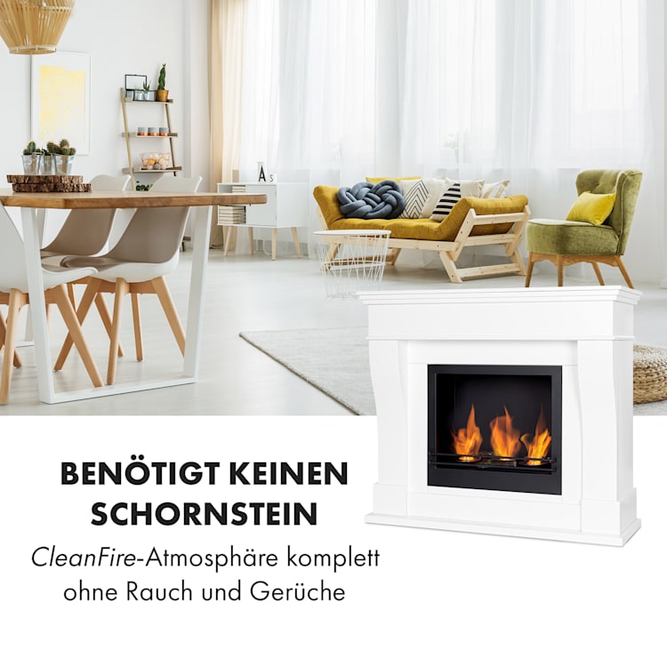 Phantasma Cottage Pillar Ethanol-Kamin rauchfrei Edelstahl-Brenner 3 x 300ml 2h Edelstahl weiß / schwarz