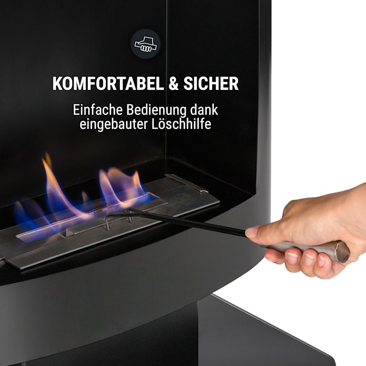 Phantasma Tower Ethanol-Kamin Sicherheitsbrenner Löschhilfe schwarz Schwarz
