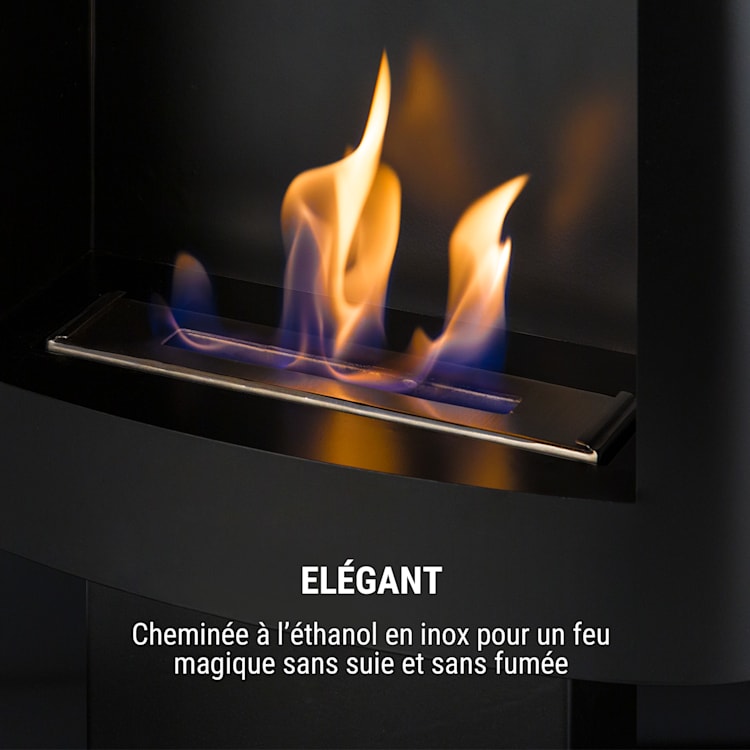 Phantasma Tower cheminée à l'éthanol brûleur de sécurité extincteur noir Noir