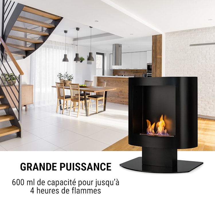 Phantasma Tower cheminée à l'éthanol brûleur de sécurité extincteur noir Noir