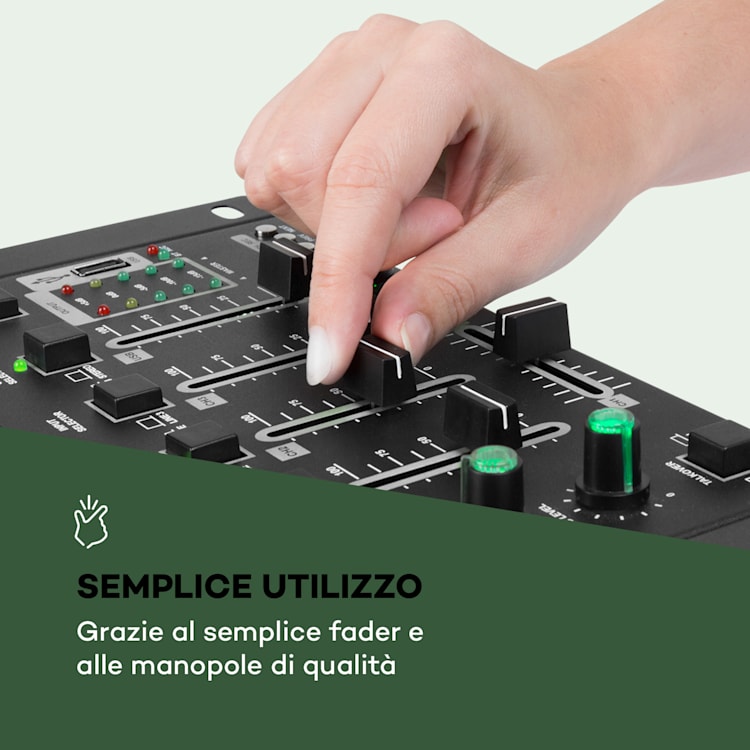 Amnesia Mixer a 4 Canali, BT, USB, MP3, 2 x Microfoni, nero