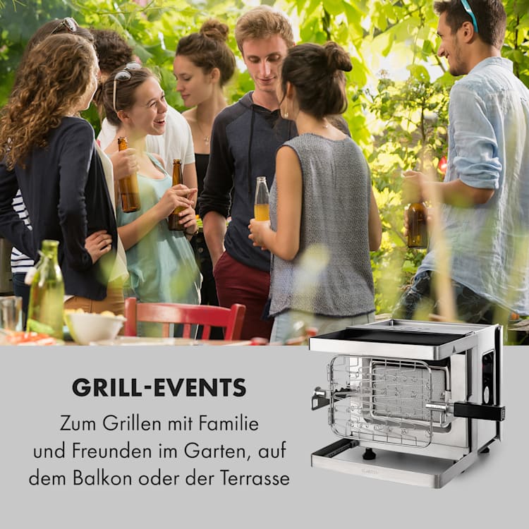 Crossfire Vertikaler Gasgrill 800°C Infrarot-Brenner 12.000 BTU silber