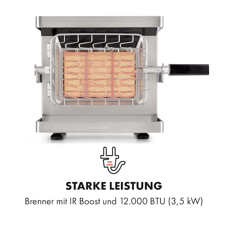 Crossfire Vertikaler Gasgrill 800°C Infrarot-Brenner 12.000 BTU silber