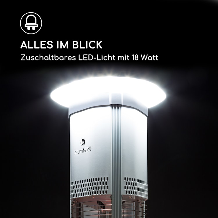 Megalith Heizstrahler 2700W Carbon-Heizelemente LED-Licht