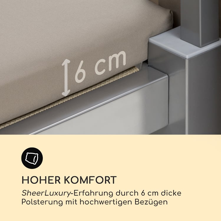 Eremitage Double Sunbed 2 Pers Stahl-Rahmen Sonnendach Vorhänge taupe Taupe