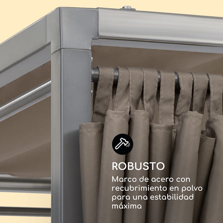 Eremitage Double Sunbed tumbona 2 personas marco de aluminio parasol cortina gris topo Gris Pardo