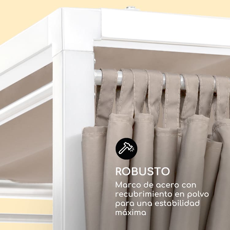 Eremitage Double Sunbed tumbona 2 personas Marco de aluminio Parasol cortina Crema Crema