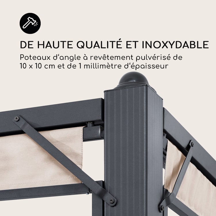 Pantheon Cortina pavillon avec auvent 3x6 m 4 parois latérales beige 3 x 6 m | Anthracite | Beige