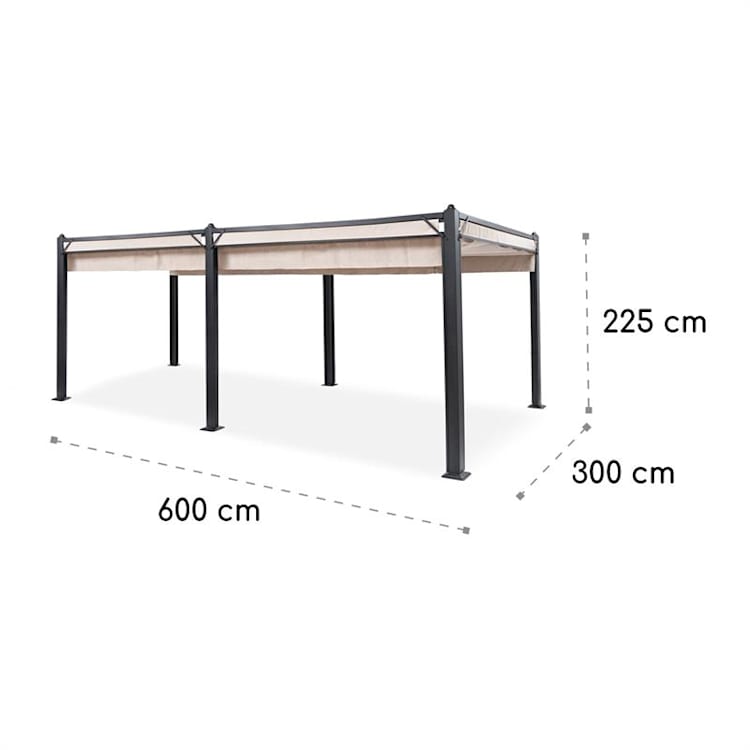 Pantheon Cortina Pavillon mit Dach 3x6m 4 Seitenteile beige 3 x 6 m | Anthrazit | Beige