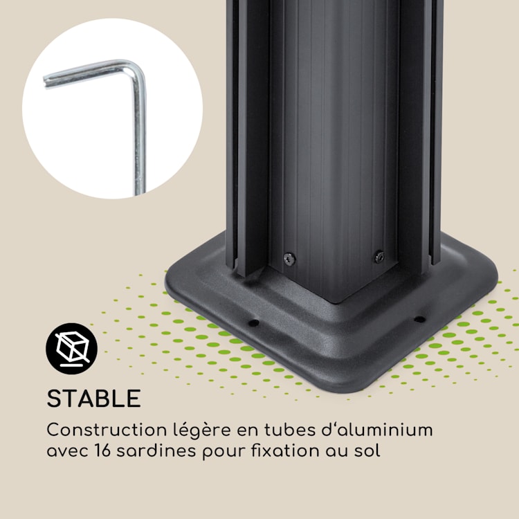 Pantheon Cortina pavillon avec auvent 3x6 m 4 parois latérales gris Gris
