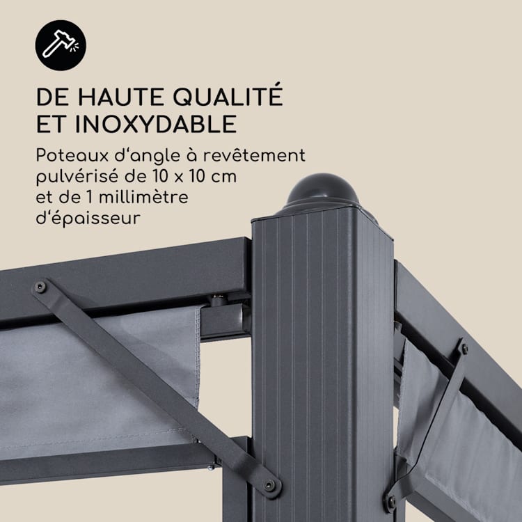 Pantheon Cortina pavillon avec auvent 3x6 m 4 parois latérales gris Gris