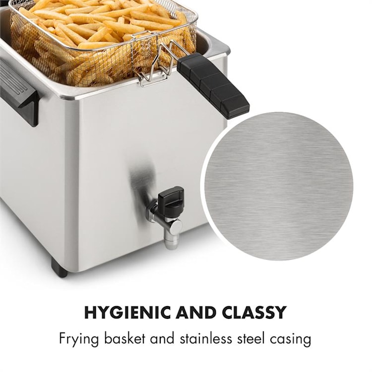 Family Fry, fritőz, 3000 W, Oil Drain technológia, rozsdamentes acél, ezüst