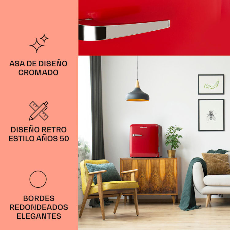Mini nevera retro Audrey 48 L 2 niveles Rojo