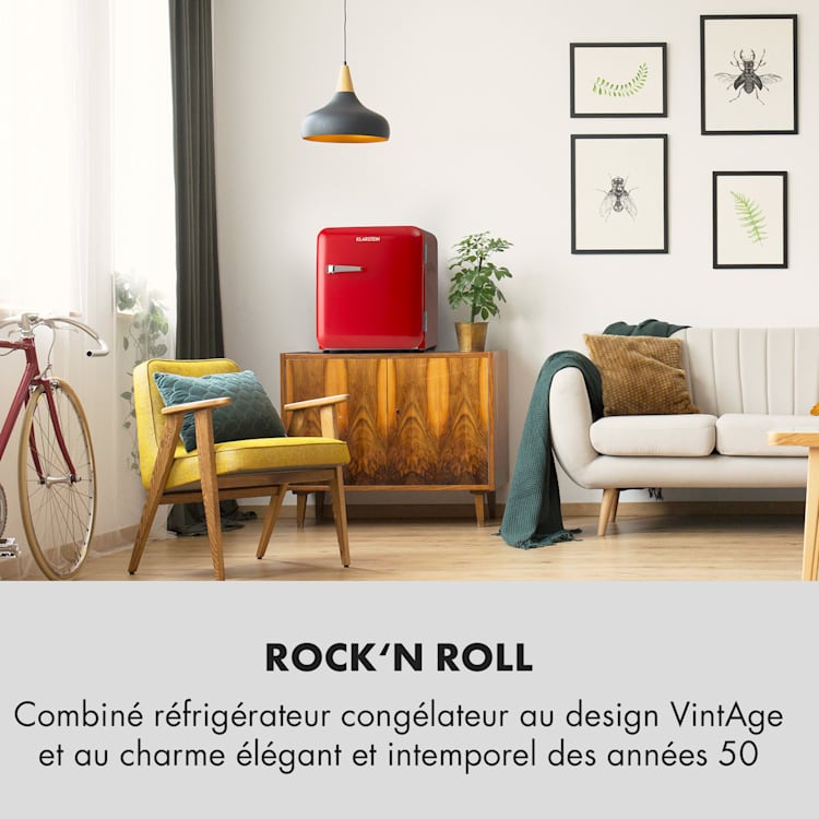 Audrey Mini retro koelkast 48 liter 2 niveaus 48 ltr | Rood