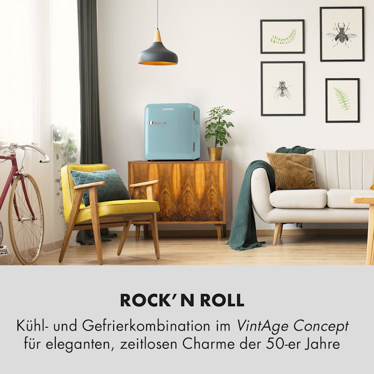 Audrey Mini Retro-Kühlschrank 48l 2 Ebenen Pastellblau