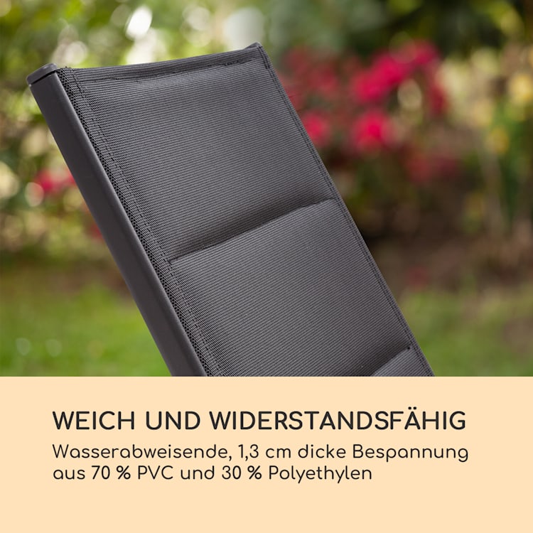 Renazzo Lounge Liegestuhl 70/30 PVC/PE Aluminium 6-Stufen Anthrazit Steingrau