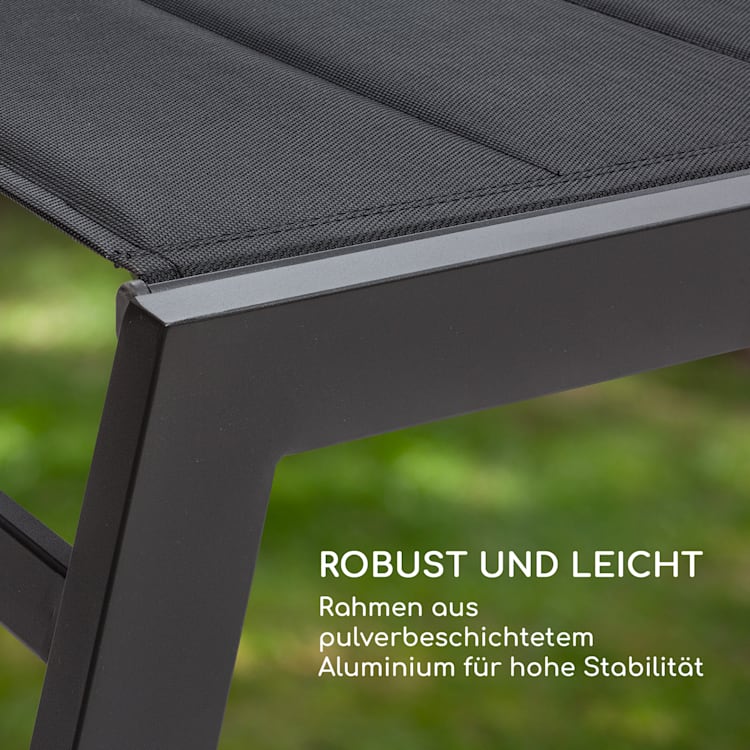 Renazzo Lounge Liegestuhl 70/30 PVC/PE Aluminium 6-Stufen Anthrazit Steingrau