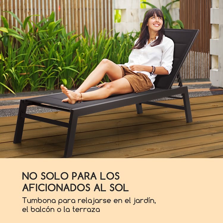 Renazzo Lounge tumbona 70/30 PVC/PE Aluminio 6 niveles Gris oscuro gris piedra