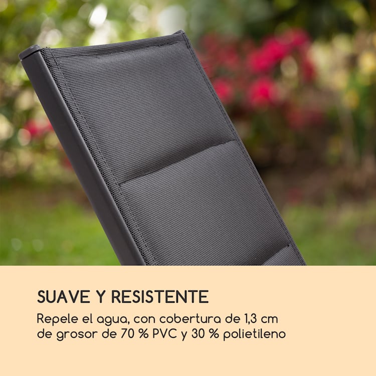 Renazzo Lounge tumbona 70/30 PVC/PE Aluminio 6 niveles Gris oscuro gris piedra
