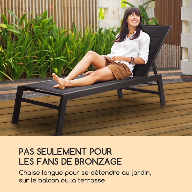 Renazzo Lounge Chaise longue de jardin 6 positions - anthracite gris pierre