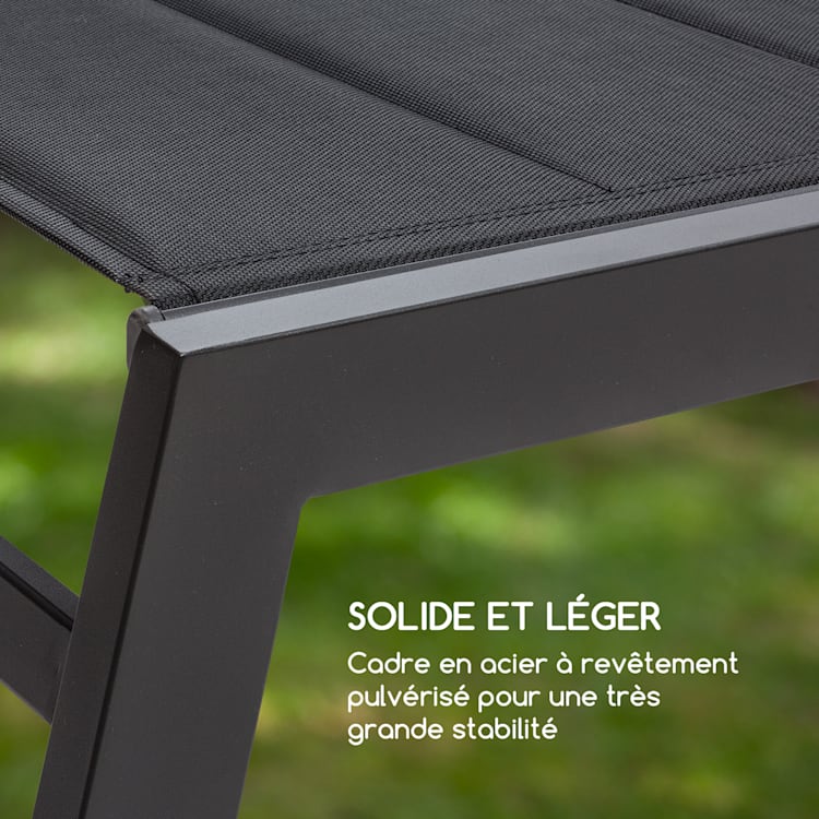 Renazzo Lounge Chaise longue de jardin 6 positions - anthracite gris pierre