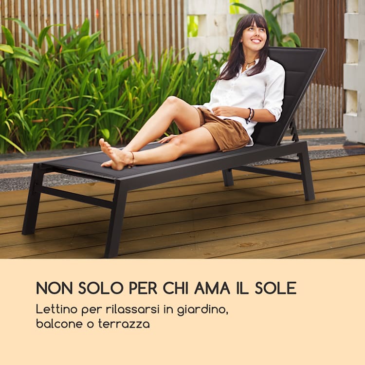 Renazzo Lounge Sdraio 70/30 PVC/PE Alluminio 6 Livelli antracite pietra grigia