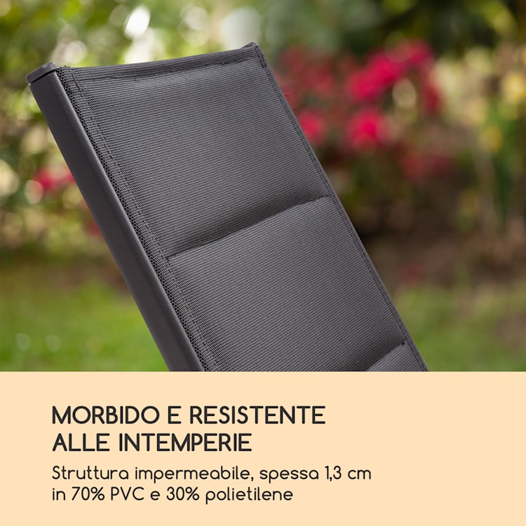 Renazzo Lounge Sdraio 70/30 PVC/PE Alluminio 6 Livelli antracite pietra grigia