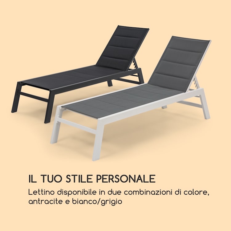 Renazzo Lounge Sdraio 70/30 PVC/PE Alluminio 6 Livelli antracite pietra grigia