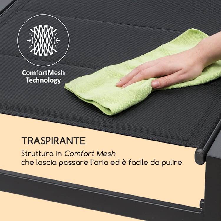 Renazzo Lounge Sdraio 70/30 PVC/PE Alluminio 6 Livelli antracite pietra grigia