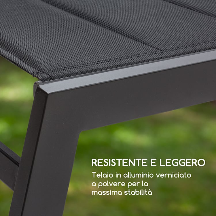 Renazzo Lounge Sdraio 70/30 PVC/PE Alluminio 6 Livelli antracite pietra grigia