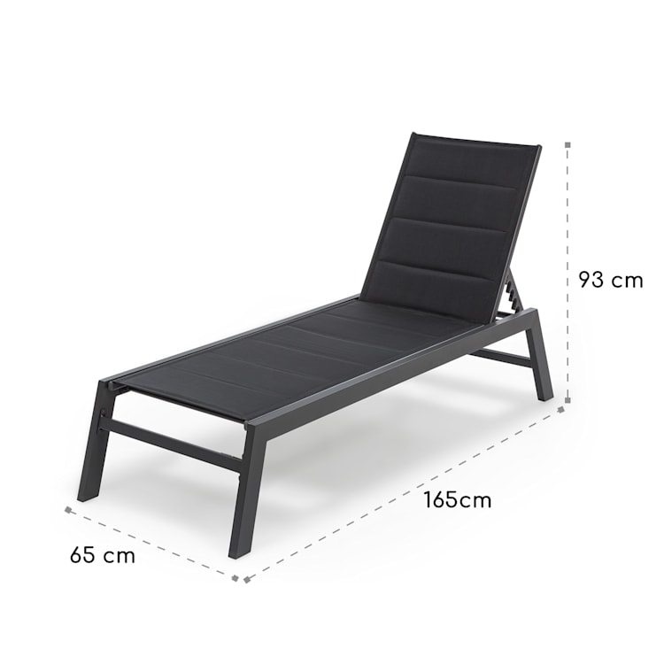 Renazzo Lounge, vrtna ležaljka, 70/30 PVC / PE, aluminij, 6 razina, antracit kamen sivi