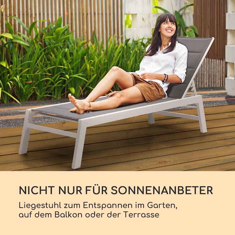Renazzo Lounge Liegestuhl 70/30 PVC/PE Aluminium 6-Stufen Weiß Grau Weiß