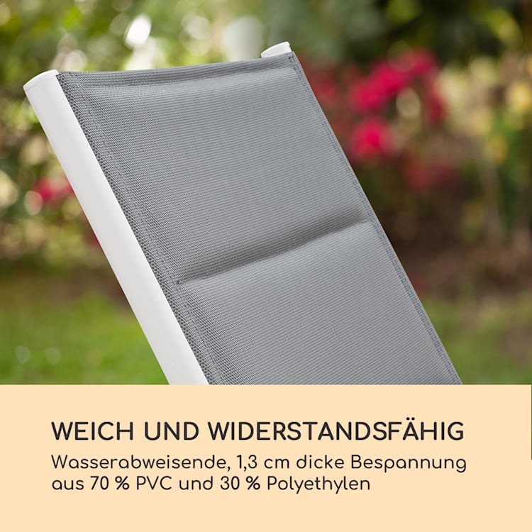Renazzo Lounge Liegestuhl 70/30 PVC/PE Aluminium 6-Stufen Weiß Grau Weiß