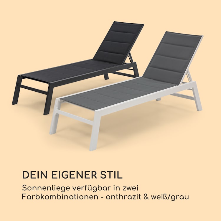 Renazzo Lounge Liegestuhl 70/30 PVC/PE Aluminium 6-Stufen Weiß Grau Weiß