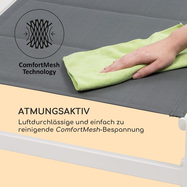 Renazzo Lounge Liegestuhl 70/30 PVC/PE Aluminium 6-Stufen Weiß Grau Weiß