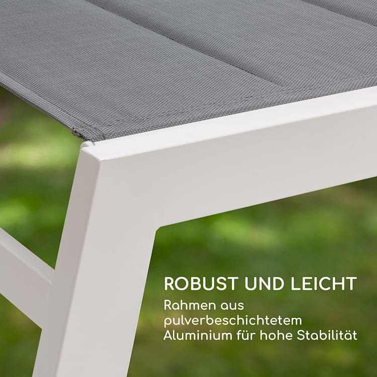Renazzo Lounge Liegestuhl 70/30 PVC/PE Aluminium 6-Stufen Weiß Grau Weiß