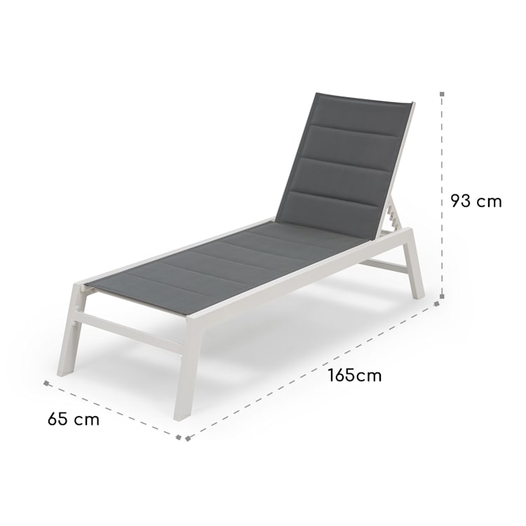 Renazzo Lounge, záhradné lehátko, 70/30 PVC/PE, hliník, 6 úrovní, biele/sivé Svetlo Šedá / Šedá