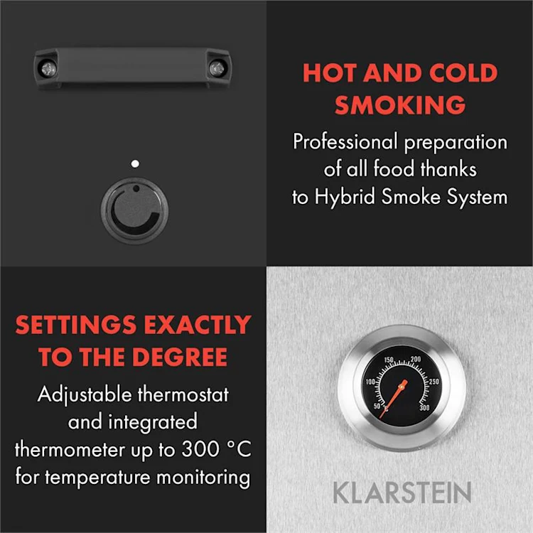 Flintstone Steel Smoker 1600 W Built-in Thermometer Stainless Steel Silver Metallic