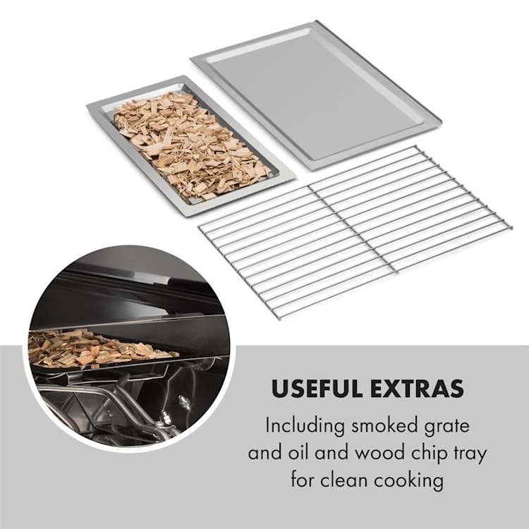 Gourmet Barrel Smoker rosfritt stål 0,6mm trähandtag silver