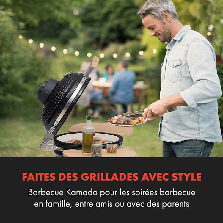 Queensize Barbecue Kamado grille cuisson inox - noir