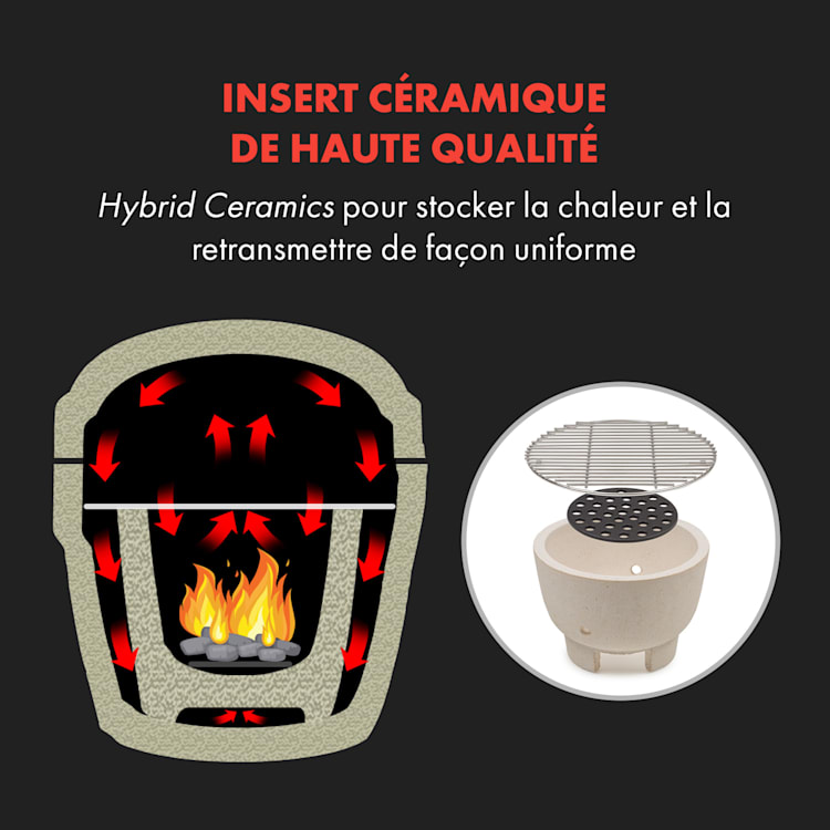 Queensize Barbecue Kamado grille cuisson inox - noir