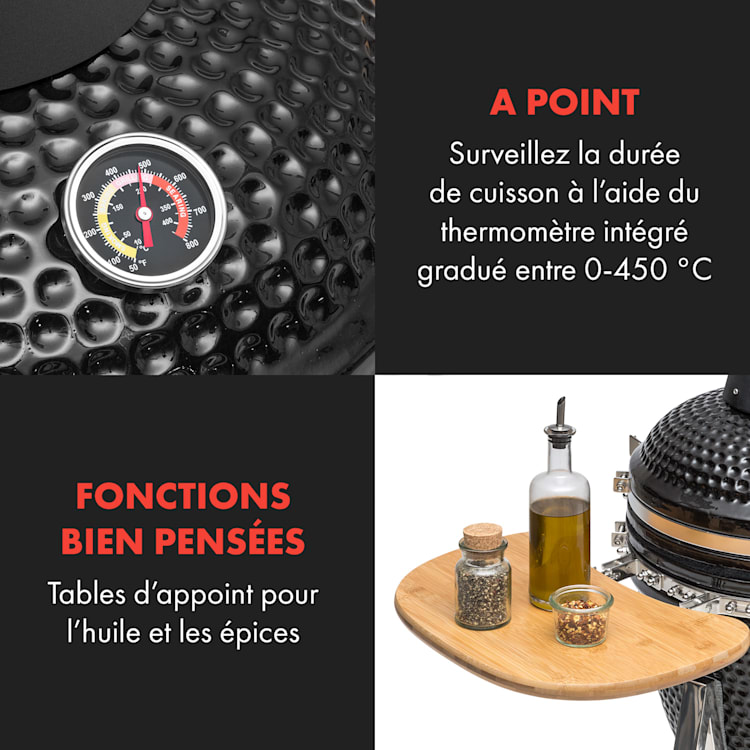 Queensize Barbecue Kamado grille cuisson inox - noir
