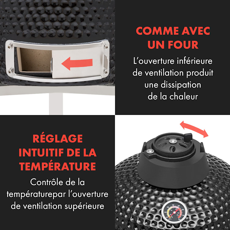 Queensize Barbecue Kamado grille cuisson inox - noir