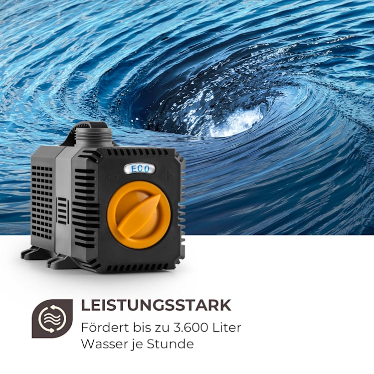 Lagoon 3600 Teichpumpe 3.600 l/h EcoSave: 20 Watt 2,8 Meter Förderhöhe 20 W