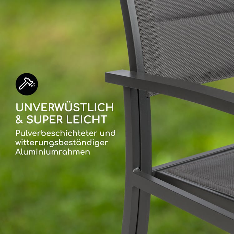 Torremolinos Gartenstühle 2 St. Aluminium ComfortMesh dunkelgrau