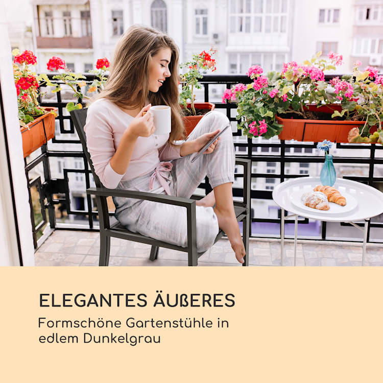 Torremolinos Gartenstühle 2 St. Aluminium ComfortMesh dunkelgrau