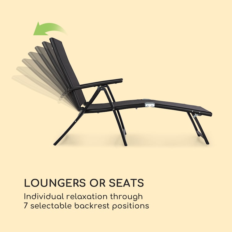 Pomporto Lounge, leżak ogrodowy, PVC, PE, aluminium, 7 pozycji, antracyt Antracyt