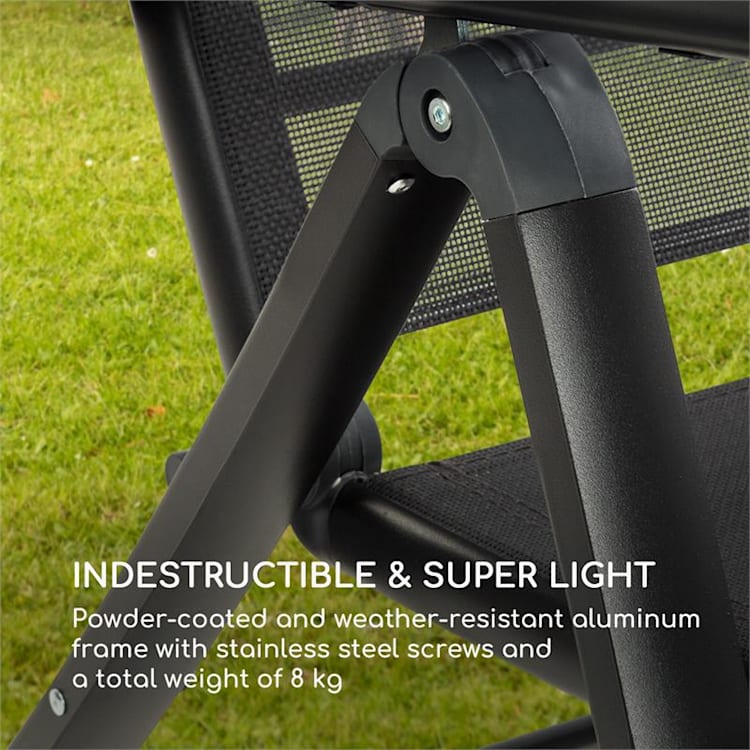 Pomporto Lounge ligstoel PVC PE aluminium 7-posities antraciet Antraciet