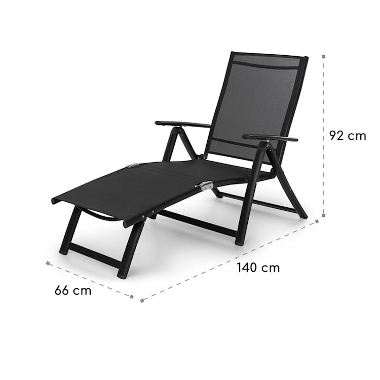 Pomporto Lounge, leżak ogrodowy, PVC, PE, aluminium, 7 pozycji, antracyt Antracyt