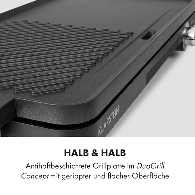 Charleroi Turbo Elektro-Tischgrill 2000 W DuoGrill Concept Antihaft 50,8x25,4 cm schwarz